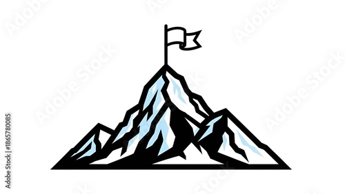 Mountain Peak With Flag