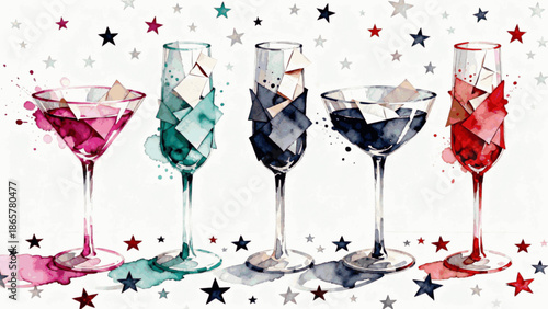 The Joyful Drink Celebration Cheers : Colorful Toast isolated watercolor vector illustration svg