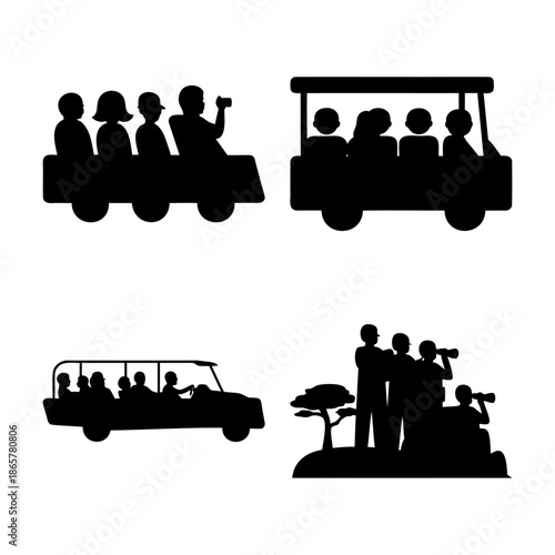 Exciting safari and nature tour experiences with people observing wildlife and scenery