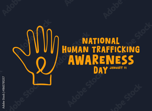 National Human Trafficking Awareness Day. January 11. Human trafficking icon. Hand drawn.