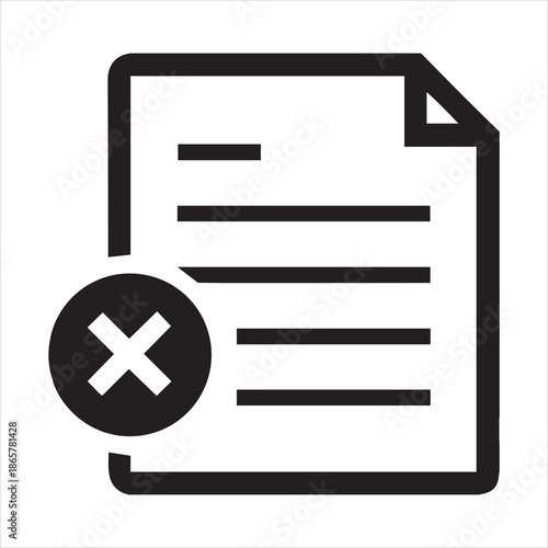 Document with Cross Mark Icon Vector