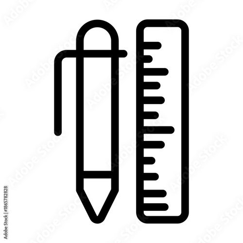 Pencil and ruler icon for design planning, drafting, and creative work.