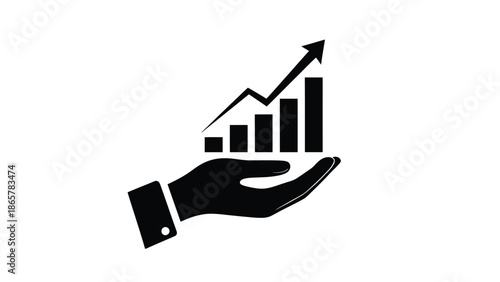 Hand holding a growing bar graph symbolizing investment and financial success