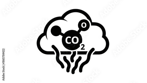 Carbon dioxide co2 emission pollution cloud with dripping effect illustration on white background with climate change and global with smog
