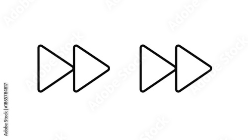 Simple black and white illustration of two sets of play fast forward arrows