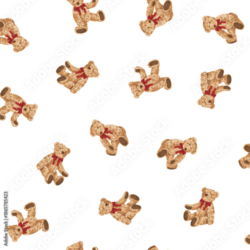 Continuous seamless pattern of cute bear illustrations,,