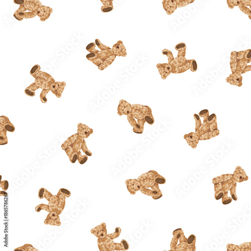 Continuous seamless pattern of cute bear illustrations,,
