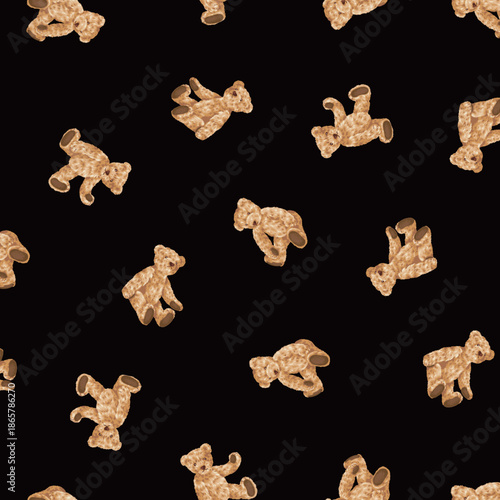 Continuous seamless pattern of cute bear illustrations,,