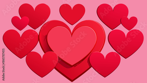 red hearts on white background
