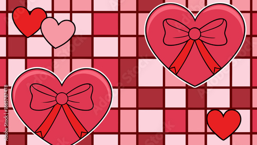 red hearts on black background