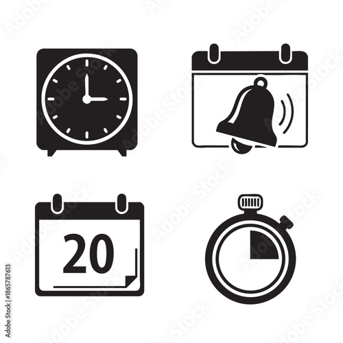 Collection of time and schedule icons for various reminders and alerts