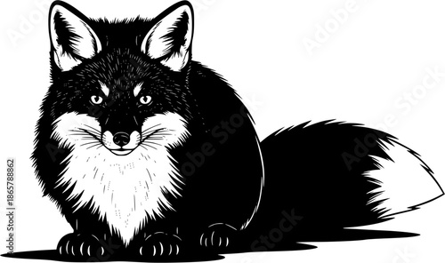 black and white fox animal
