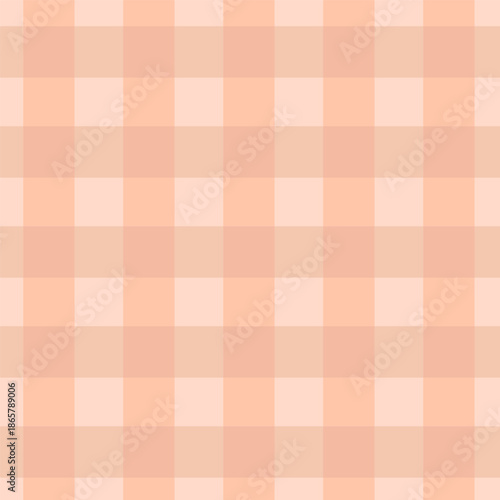 Peach gingham seamless pattern. Flat vector checkered background in soft pastel tones for fabric, picnic themes, wrapping paper or spring design projects.