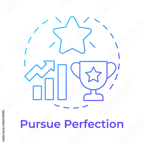 Pursue perfection blue gradient concept icon. Business performance, goal achieving. Corporate milestone. Round shape line illustration. Abstract idea. Graphic design. Easy to use in article