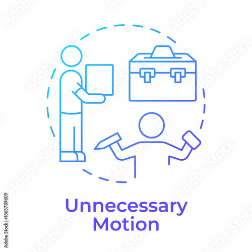 Unnecessary motion blue gradient concept icon. Task management, product maintenance. Workflow control. Round shape line illustration. Abstract idea. Graphic design. Easy to use in article, infographic