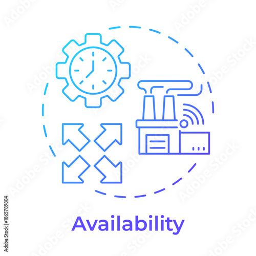 Availability blue gradient concept icon. Production system, smart factory. Process management. Round shape line illustration. Abstract idea. Graphic design. Easy to use in article, infographic