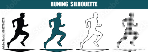 Running Silhouette of Man in Different Colors