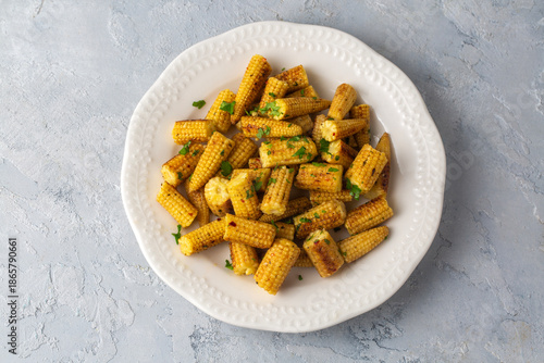 Roasted baby corn with vari...