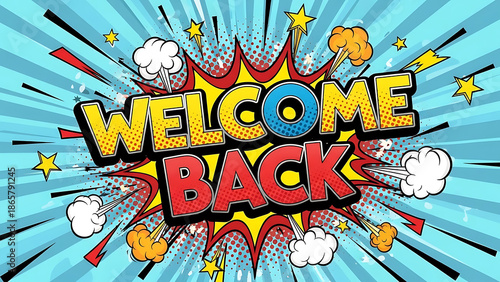 A vibrant comic book style illustration with the words 