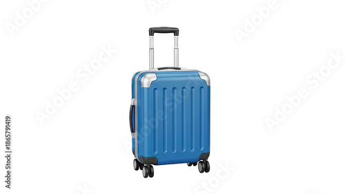 Blue Hardside Carry-On Suitcase with Silver Accents