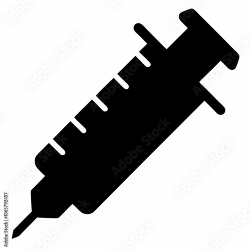 Syringe icon illustrating healthcare, injection, medication, and vaccination concept Vector, illustration