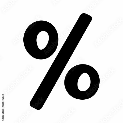 A bold black percentage symbol on a clean white background, representing discounts and statistics Vector, illustration