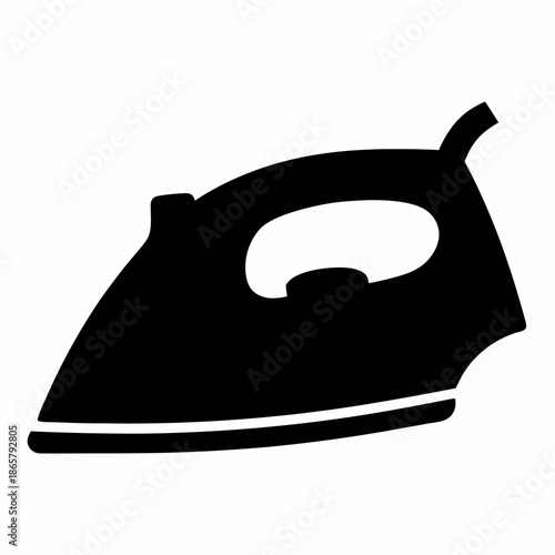 Black silhouette of a classic electric iron icon for laundry and household applications Vector, illustration