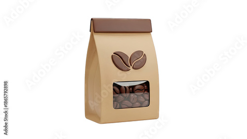 Coffee Bag with Coffee Beans and Logo