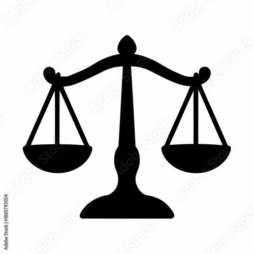 Symbolic silhouette of the scales of justice representing law, fairness, and equality Vector, illustration