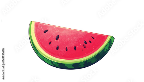 A Juicy Slice of Watermelon on a White Background.
