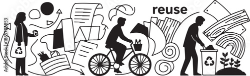 Eco friendly lifestyle and reuse concept illustration