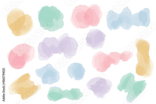 幼稚園・保育園向け 水彩にじみのあしらい素材セット｜やさしく安心感のあるカラー
Soft Watercolor Abstract Shape Decoration Set for Kindergarten and Clinic