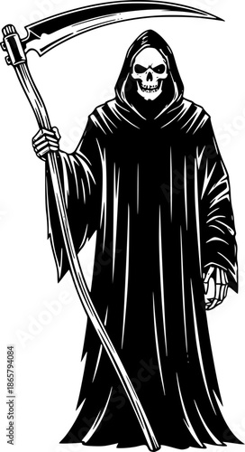 Death Skeleton Grim Reaper Scythe Vector Illustration