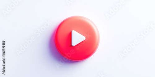 Red Circular Play Button on White Background
