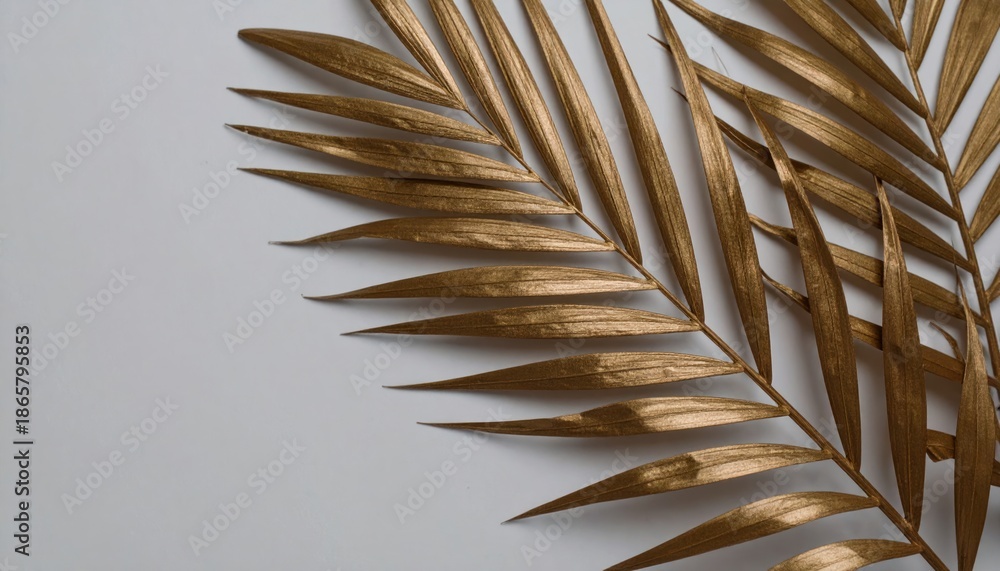 Fototapeta premium Golden Palm Leaves on White Background - A Luxurious Touch.