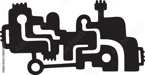 Black and white industrial machine graphic design element