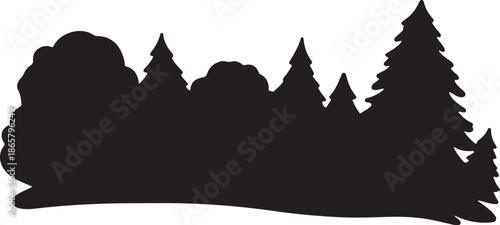 Black Silhouette of Trees on White Background