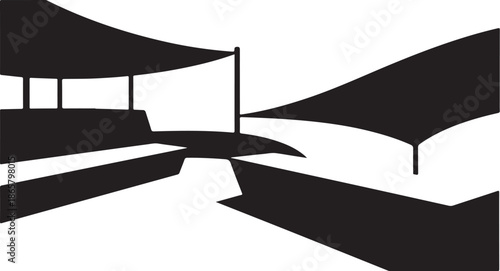 Modern Canopy Design with Geometric Shapes and Monochromatic Colors