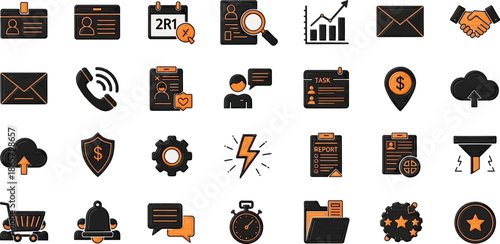 Business Management & Operations Icons Set – Finance, Security, Workflow, Logistics and Communication