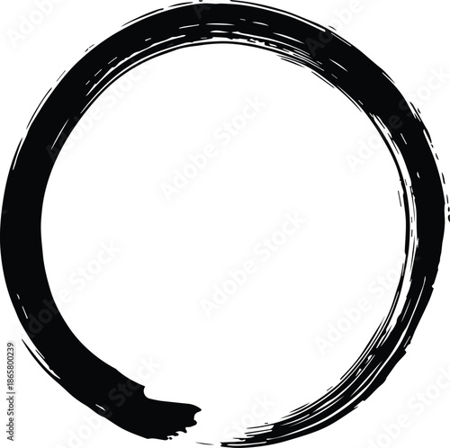 Black ink brush stroke circles vector set. Round grunge ringed distressed surface whirl spiral texture swirl abstract painted shape vortex element watercolor distress