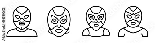 Four african tribal mask vector illustration, traditional ethnic face art design and culture art