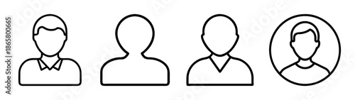 Vector outline drawing of people portraits and avatars for user interface and design elements