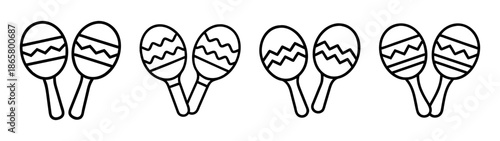 Illustration of black and white maracas percussion musical instrument for kids and adults fun s party