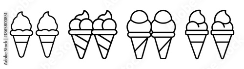 Ice cream cone vector drawing illustration, dessert sweet treat frozen food summer snack design art,  characters