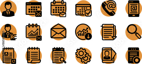 Business Management & Operations Icons Set – Finance, Security, Workflow, Logistics and Communication