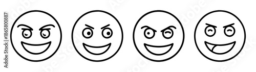 Collection of cartoon face expressions vector illustration graphic design clip art drawing outline