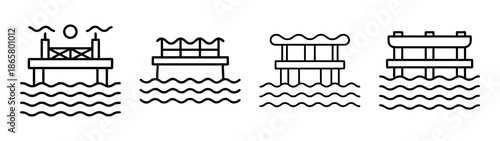 Offshore platform structures vector illustration for engineering and construction design needs