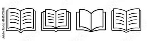 Open book vector illustration set for education, reading, library, and literature design needs