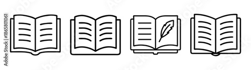 Open book vector set illustration for education and literature design resources and graphics use