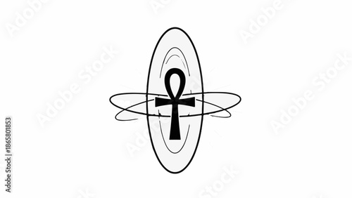 Mystical ankh symbol surrounded by ethereal energy and swirling light